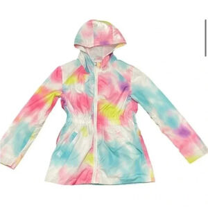 C & C California Anorak Raincoat Jacket CoatTie Dye Colorful 7/8
